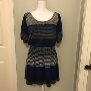 Blue/Grey Blouson Sweater Dress